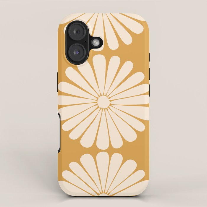 Retro Daisy Abstract XVIII Golden Orange Bold Floral iPhone Case Gallery Image 1