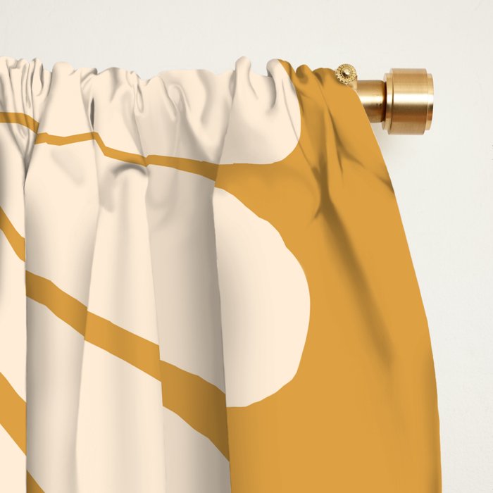 Retro Daisy Abstract XVIII Golden Orange Bold Floral Window Curtain Gallery Image 2