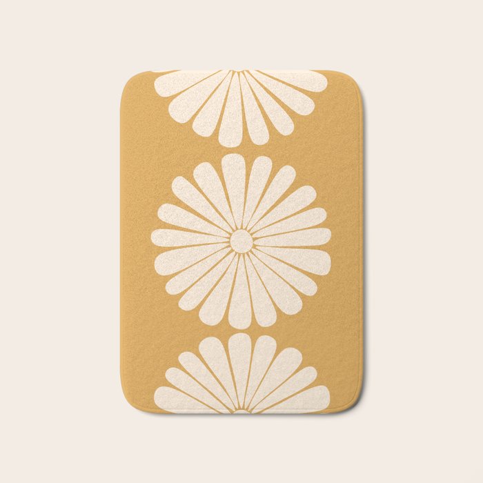 Retro Daisy Abstract XVIII Golden Orange Bold Floral Bath Mat Gallery Image 1