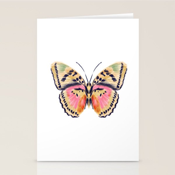 Butterfly Study no. 14 - butterfly art, watercolor butterfly, watercolor butterflies, painted butterfly, butterfly art, pink and yellow butterfly Stationery Card Gallery Image 2