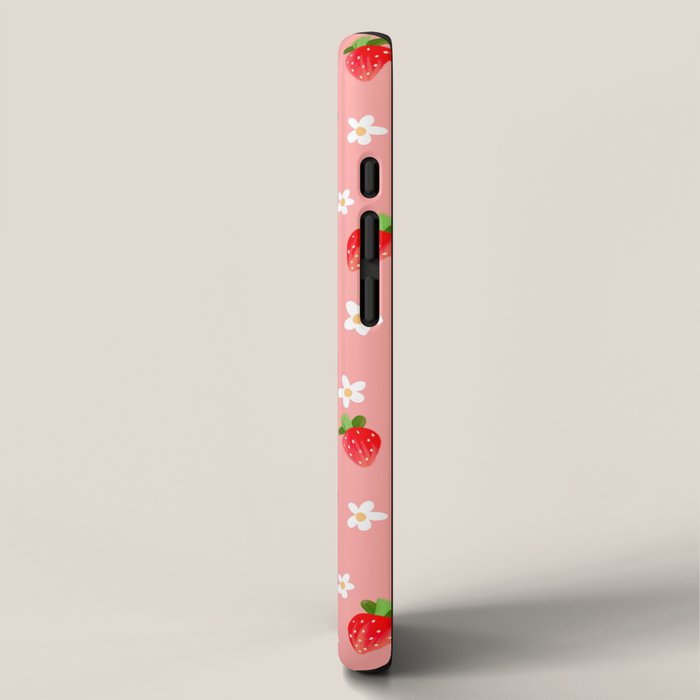 Strawberry Pattern- Pink Background iPhone Case Gallery Image 2