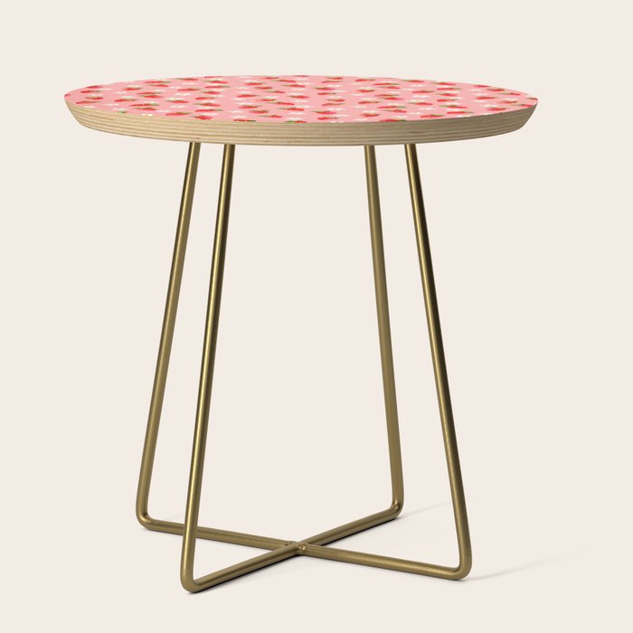 Strawberry Pattern- Pink Background Side Table Gallery Image 1