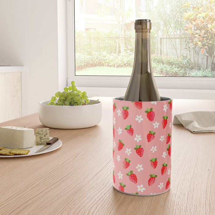 Strawberry Pattern- Pink Background Wine Chiller Gallery Image 4