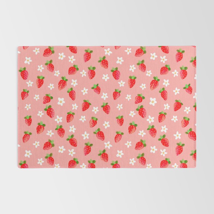 Strawberry Pattern- Pink Background Rug Gallery Image 2