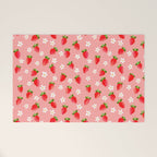 Strawberry Pattern- Pink Background Welcome Mat Gallery Image 1