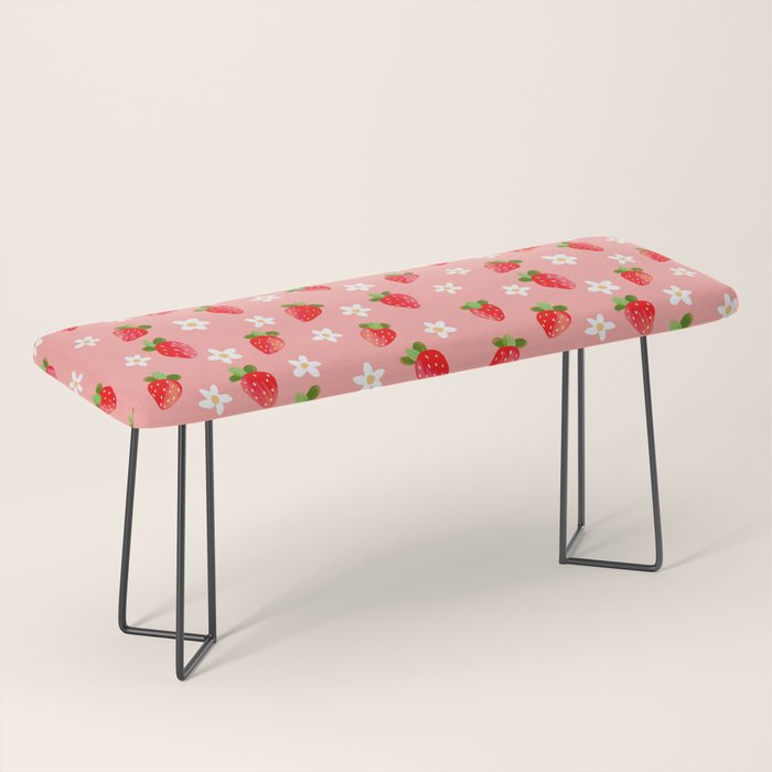 Strawberry Pattern- Pink Background Bench Gallery Image 1