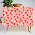 Strawberry Pattern- Pink Background Credenza Gallery Image 1