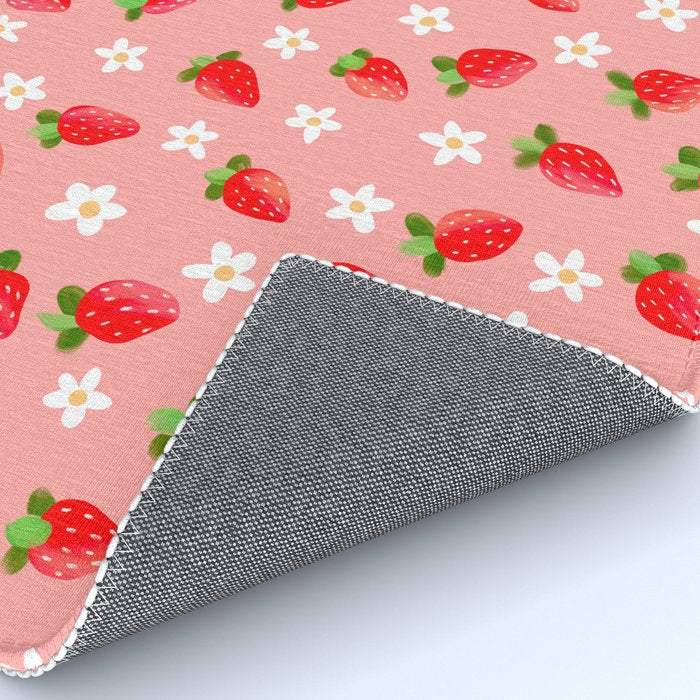 Strawberry Pattern- Pink Background Rug Gallery Image 4