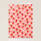 Strawberry Pattern- Pink Background Stationery Card Gallery Image 2