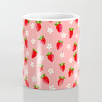 Strawberry Pattern- Pink Background Coffee Mug Gallery Image 4