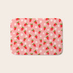 Strawberry Pattern- Pink Background Bath Mat Gallery Image 1