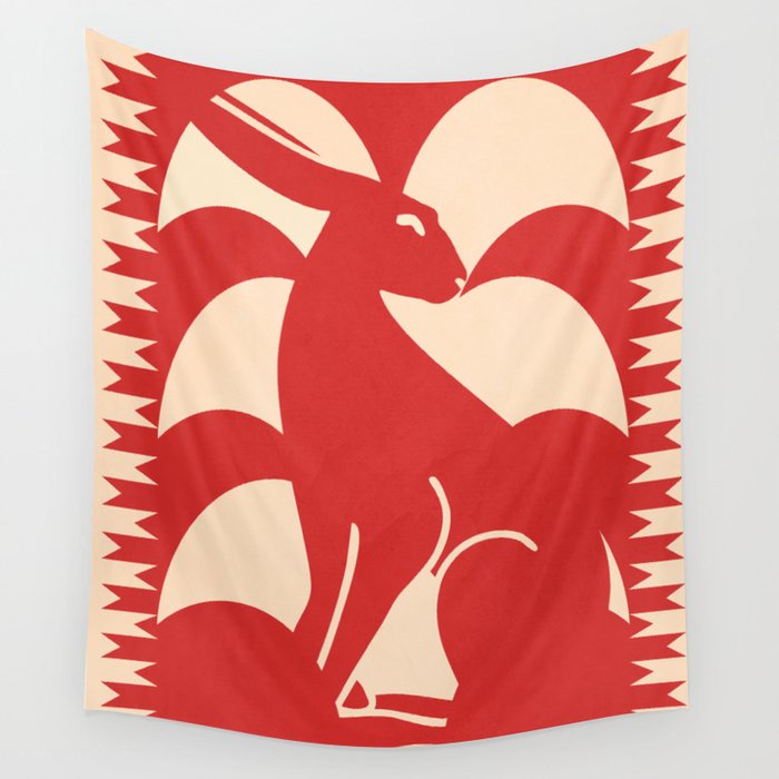 Minimalist Rabbit 4 Wall Tapestry Gallery Image 1