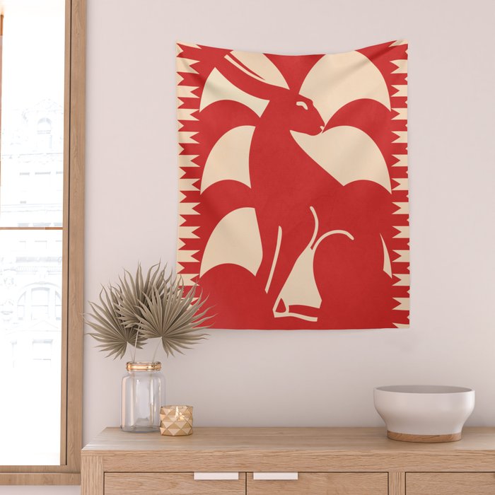Minimalist Rabbit 4 Wall Tapestry Gallery Image 2
