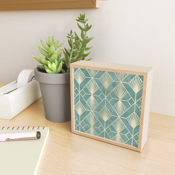 Art Deco Diamonds in Teal and Gold Mini Art Print Gallery Image 2