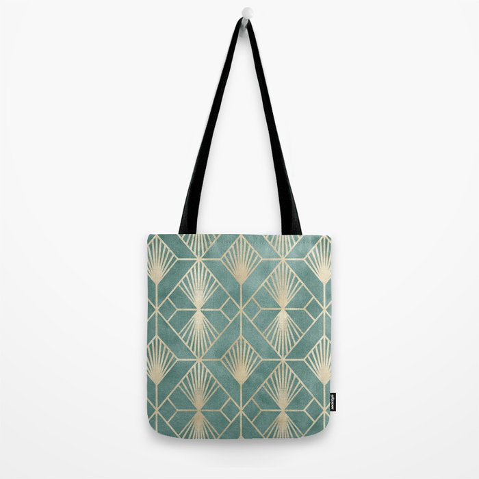 Art Deco Diamonds in Teal and Gold Tote Bag Gallery Image 2