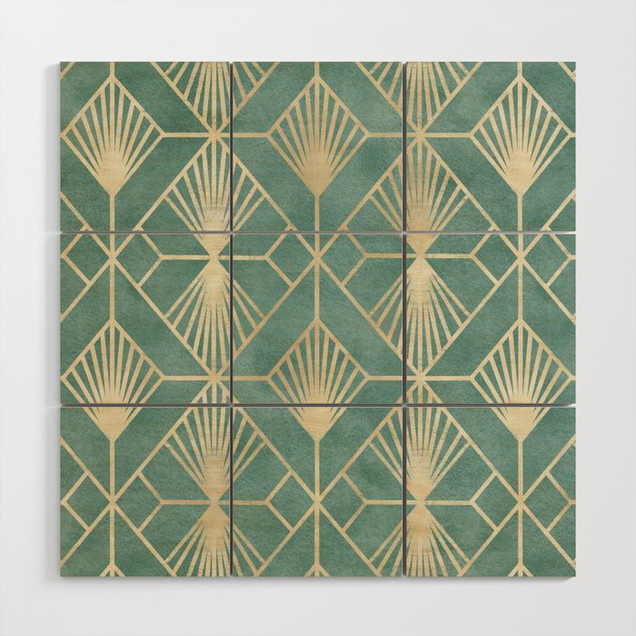Art Deco Diamonds in Teal and Gold Wood Wall Art Gallery Image 1