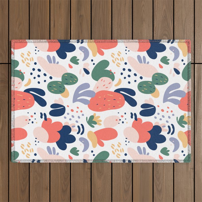 Abstract organic nature art pattern Outdoor Rug Gallery Image 1