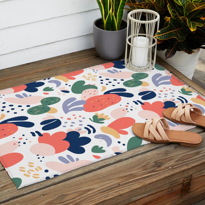 Abstract organic nature art pattern Outdoor Rug Gallery Image 2