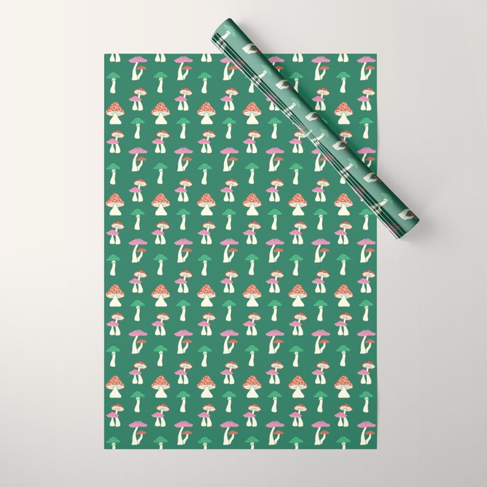 Festive Mushroom Pattern Wrapping Paper Gallery Image 1