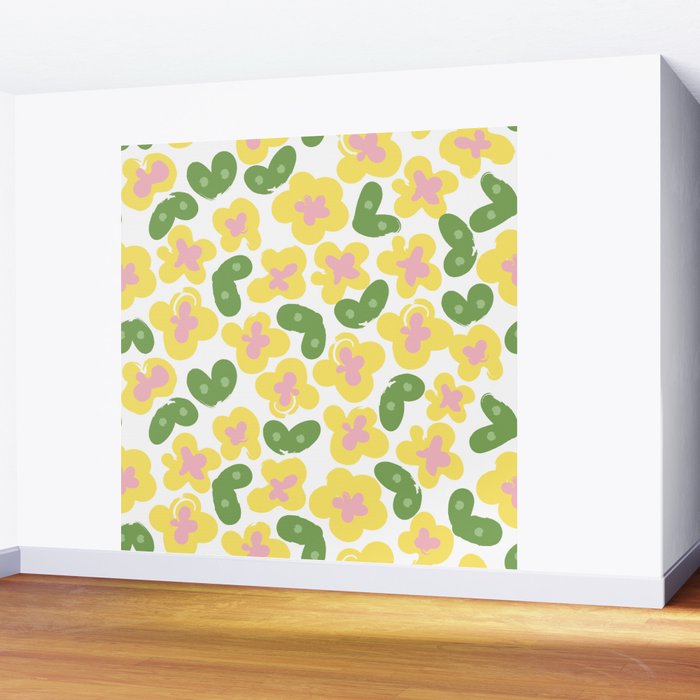 Yellow Meadow Wall Mural Gallery Image 2