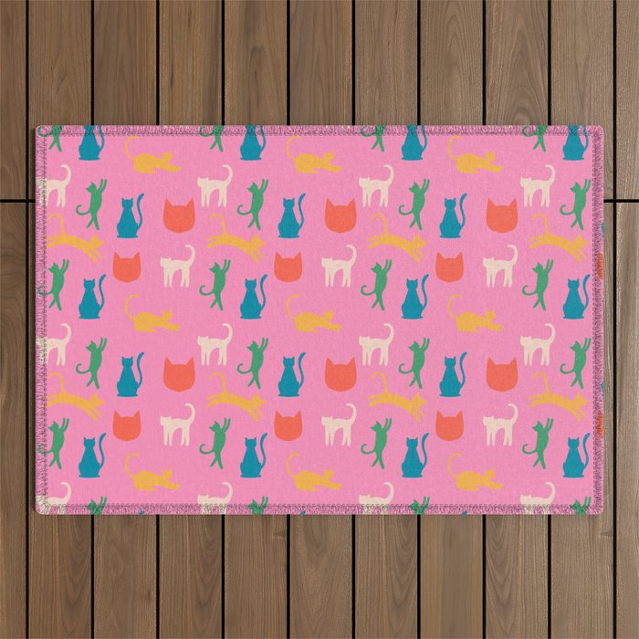 Rainbow Cats in Pencil  Outdoor Rug Gallery Image 1