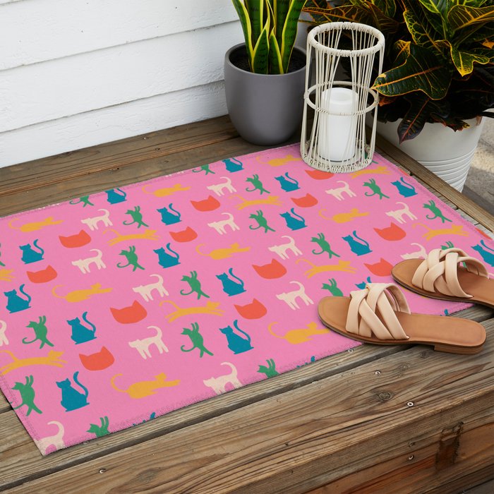 Rainbow Cats in Pencil  Outdoor Rug Gallery Image 2