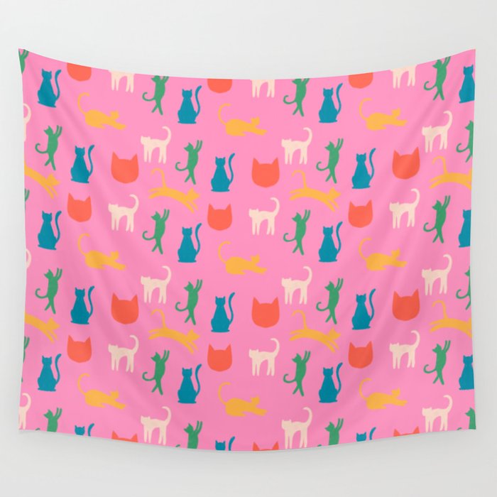 Rainbow Cats in Pencil  Wall Tapestry Gallery Image 1