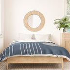 Mid Century Modern Geometric 106 in Navy Blue and Grey (Rainbow and Sun Abstraction) Duvet Cover Gallery Image 3