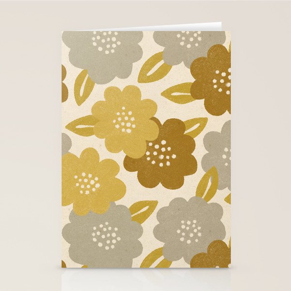 Warm Neutral Floral Pattern Stationery Card Gallery Image 2