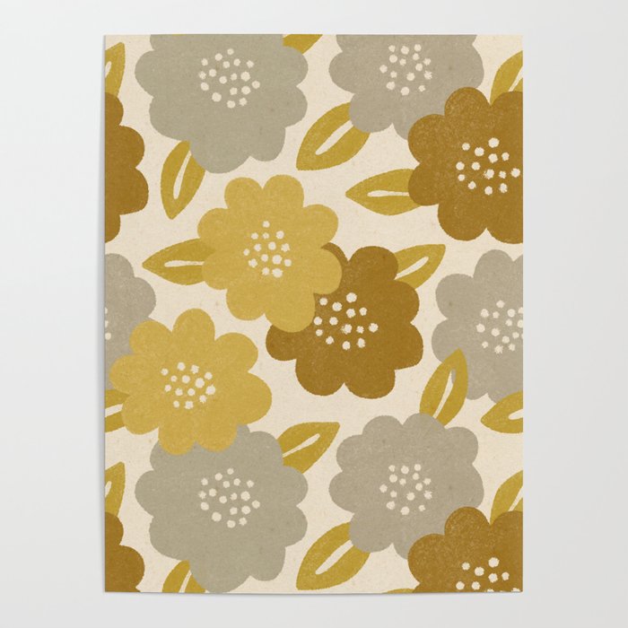 Warm Neutral Floral Pattern Poster Gallery Image 4