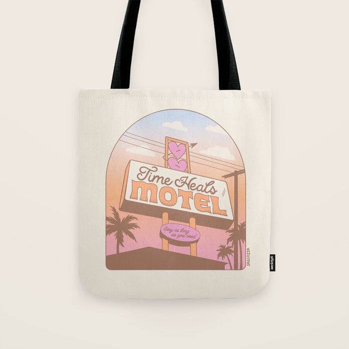TIME HEALS - Cream - Inspired by PANTONE 17 1230 Mocha Mousse Tote Bag Gallery Image 1