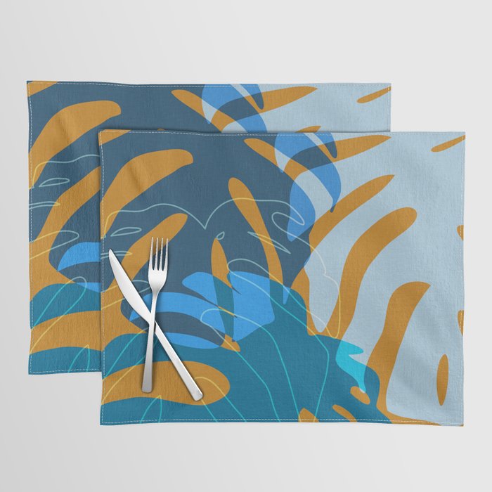 monstera mix plant minimal Placemat Gallery Image 1
