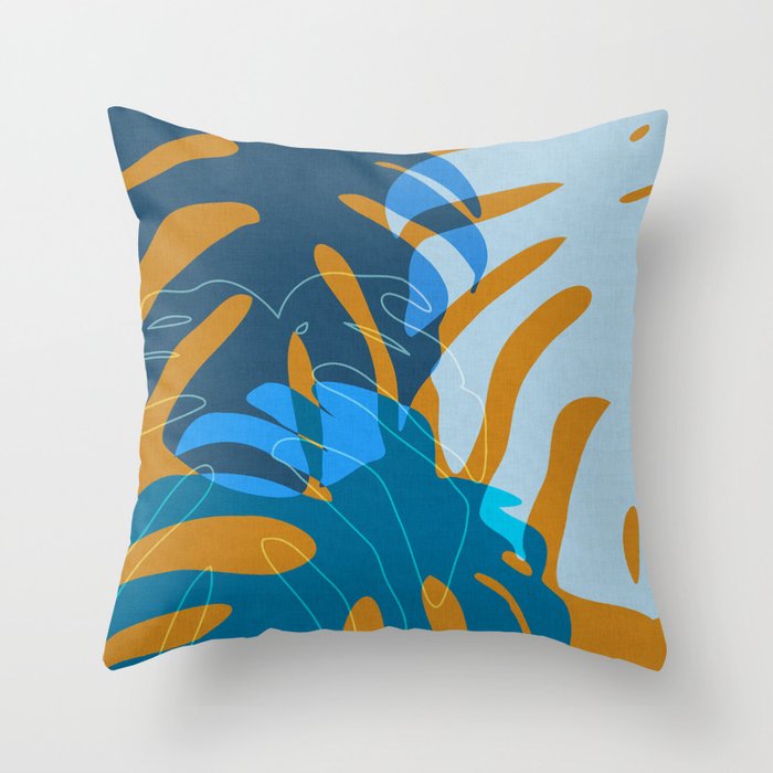 monstera mix plant minimal Throw Pillow Gallery Image 6
