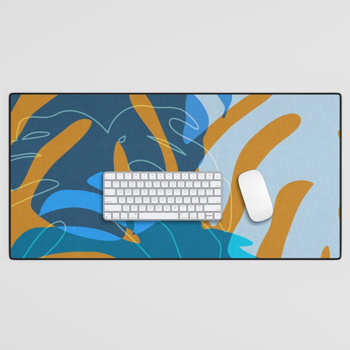 monstera mix plant minimal Desk Mat Gallery Image 1