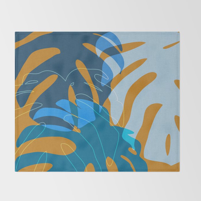monstera mix plant minimal Throw Blanket Gallery Image 2