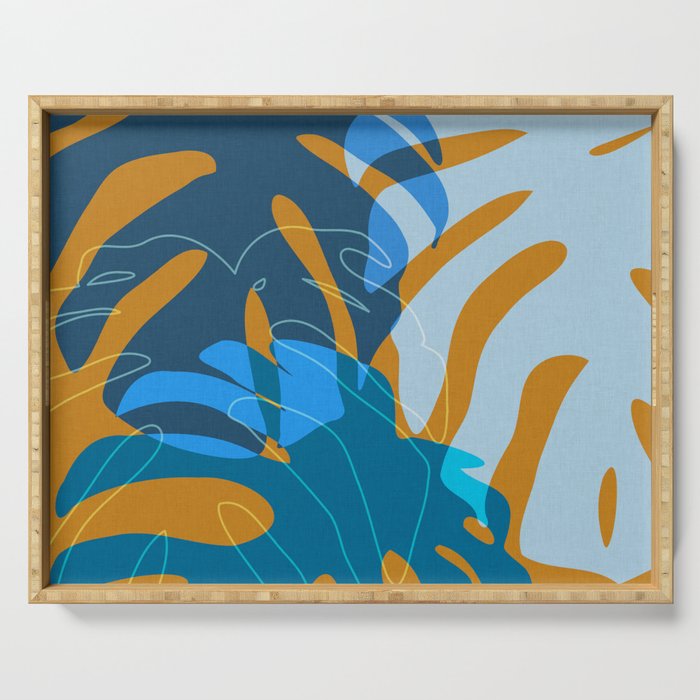 monstera mix plant minimal Serving Tray Gallery Image 1