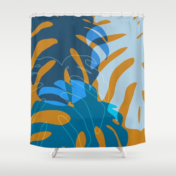 monstera mix plant minimal Shower Curtain Gallery Image 1