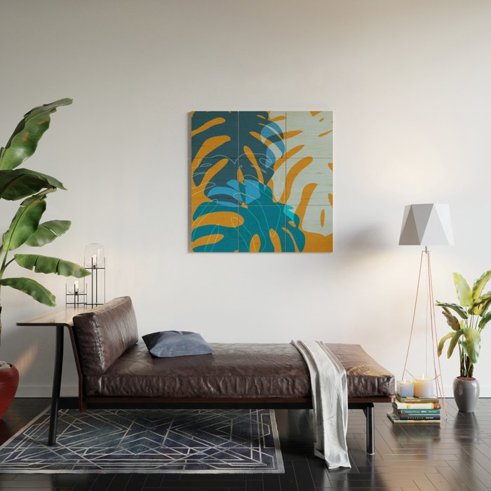 monstera mix plant minimal Wood Wall Art Gallery Image 2