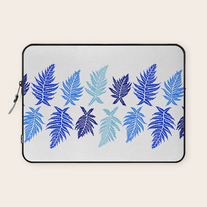 Inked Ferns - Blue Palette Laptop Sleeve Gallery Image 1