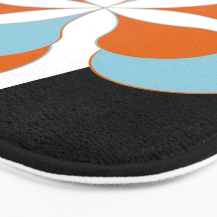 Mid-Century Modern Art 1.4 Aqua Orange Flower Bath Mat Gallery Image 3