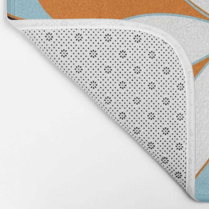 Mid-Century Modern Art 1.4 Aqua Orange Flower Bath Mat Gallery Image 2