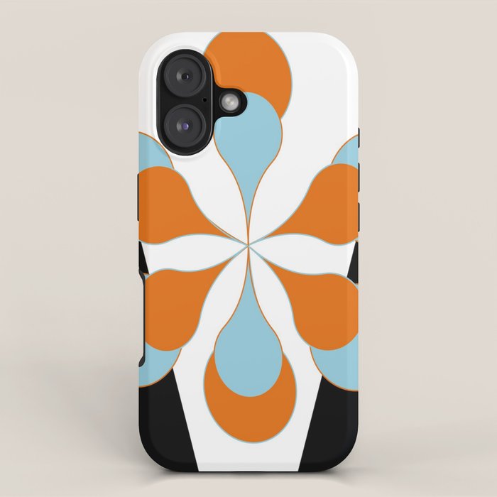 Mid-Century Modern Art 1.4 Aqua Orange Flower iPhone Case Gallery Image 1