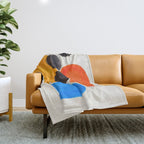 Minimalist Modern Mid Century Colorful Abstract Shapes Primary Colors Yellow Orange Blue Bubbles Throw Blanket Gallery Image 1