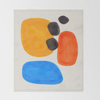 Minimalist Modern Mid Century Colorful Abstract Shapes Primary Colors Yellow Orange Blue Bubbles Throw Blanket Gallery Image 2
