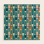 Mid Century Modern Geometric Lexington Ave Pattern in Teal Ochre Pink Wood Wall Art Gallery Image 1