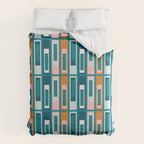 Mid Century Modern Geometric Lexington Ave Pattern in Teal Ochre Pink Duvet Cover Gallery Image 6