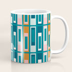 Mid Century Modern Geometric Lexington Ave Pattern in Teal Ochre Pink Coffee Mug Gallery Image 1
