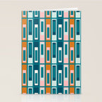 Mid Century Modern Geometric Lexington Ave Pattern in Teal Ochre Pink Stationery Card Gallery Image 2