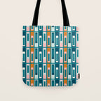 Mid Century Modern Geometric Lexington Ave Pattern in Teal Ochre Pink Tote Bag Gallery Image 1