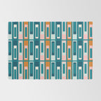 Mid Century Modern Geometric Lexington Ave Pattern in Teal Ochre Pink Rug Gallery Image 2